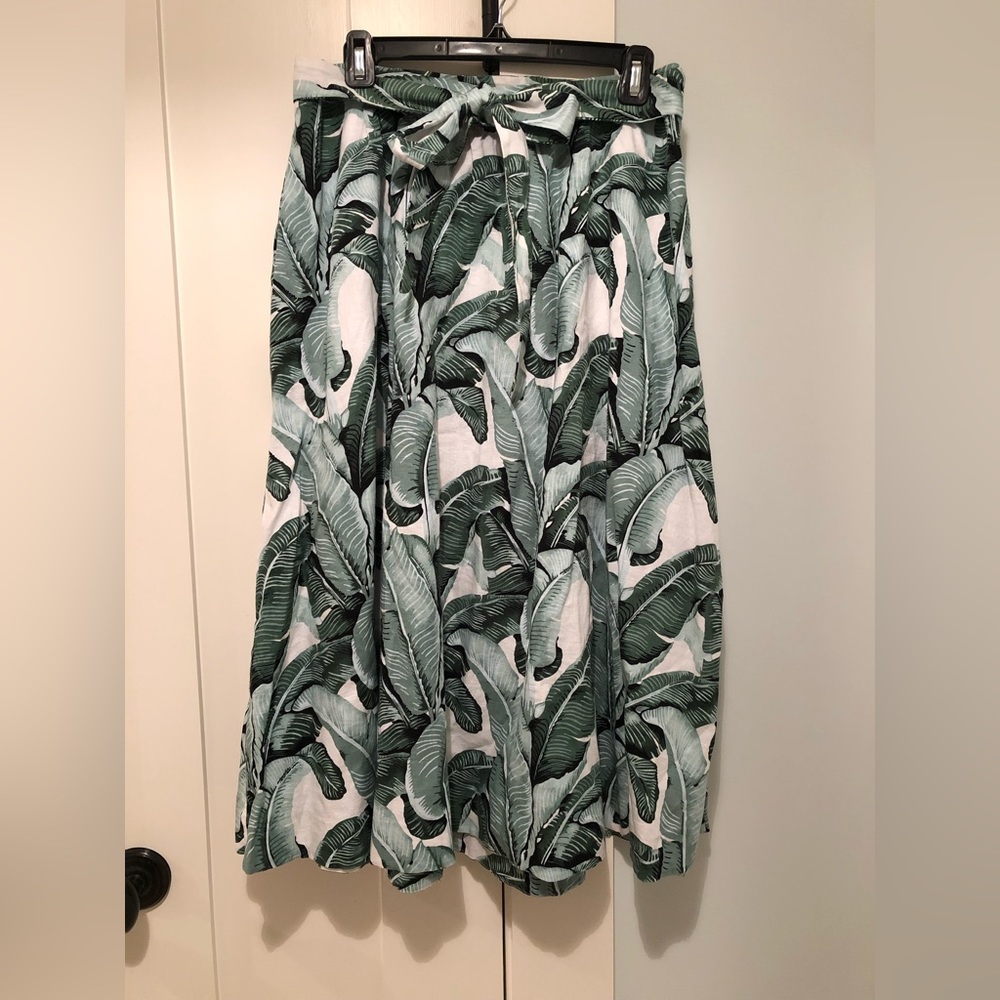 NWT Talbots Palm Print Linen Skirt L